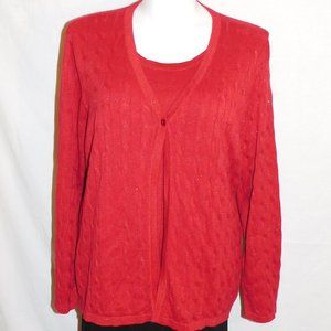 3X Croft & Barrow Red Metallic 2fer Sweater NWT